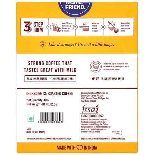 Sleepy Owl Hot Brew Latte Bags - High Quality Arabica Beans Blend, 100 g (10 bags x 10 g each)-3.webp